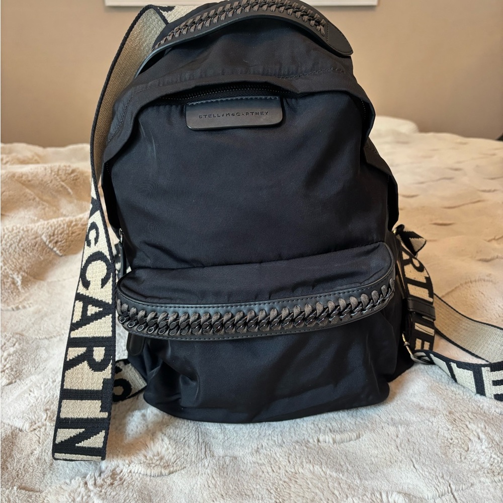 Stella McCartney Black Backpack with Chunky Chain Detail